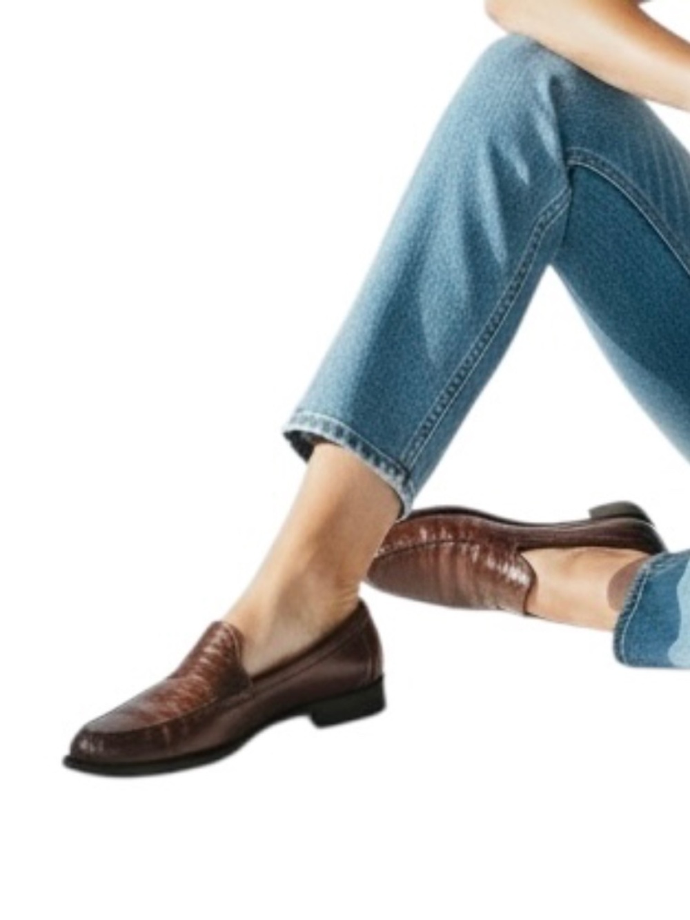 Enzo Angiolini Croc Embossed Brown Loafers Size 5.5